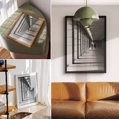 Decorative poster modern architecture with long shadows and symmetry