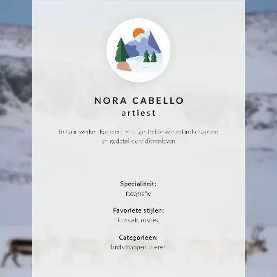 Art print reindeer against a winter mountain landscape