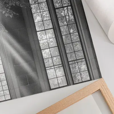 Premium wall art old Gothic windows with light and leaves mystery