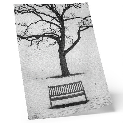 Decorative poster Minimalist landscape with a tree and a bench
