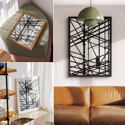 Decorative poster contrasting lines with light background structure and modern design