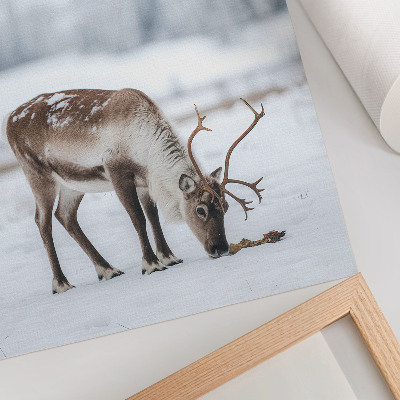 Decorative poster Reindeer in the snow, nature, peace, elegance