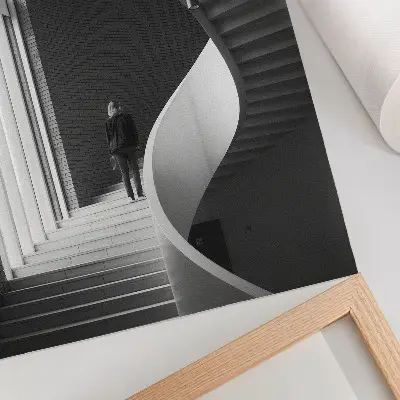 Poster minimalist brick spiral staircase with high contrast
