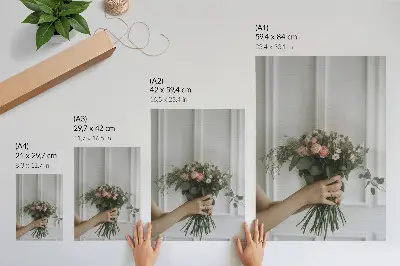 Art print a bouquet of roses displayed against a white wall