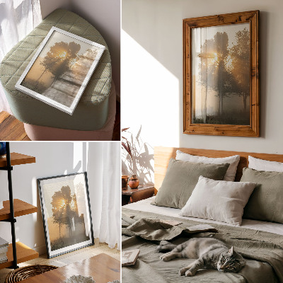 Decorative poster Misty dawn warm light trees inspiration