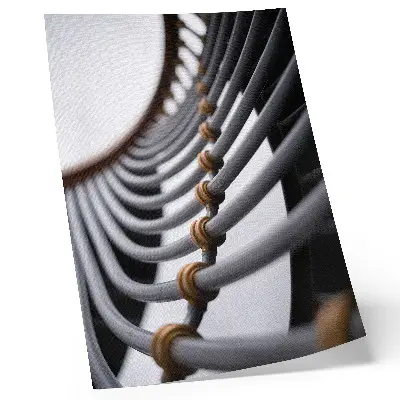 Poster featuring a metal pipe structure with architectural space design