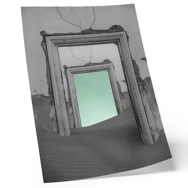 Poster Green desert abandoned buildings surrealism