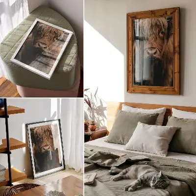Animal portrait art print with rustic fur detail and atmosphere