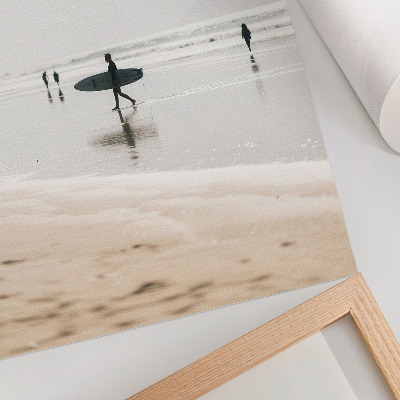 Art print A surfer walking on the beach carrying a board