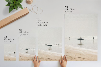 Art print A surfer walking on the beach carrying a board