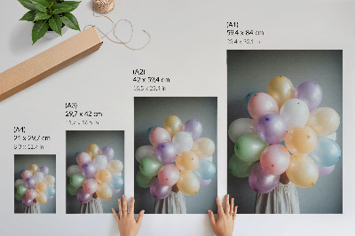 Decorative poster Pastel balloons on a gray background