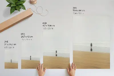 Minimalism beach theme poster with reflections on peaceful waters
