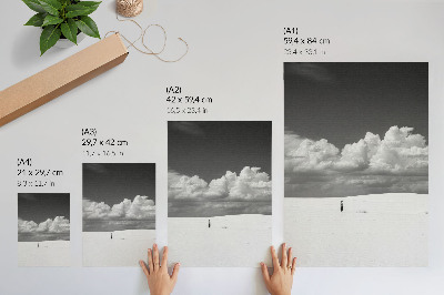 Art print Black and white composition with clouds and desert