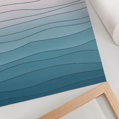 Decorative poster Waves on a blue and pink background - a calm design