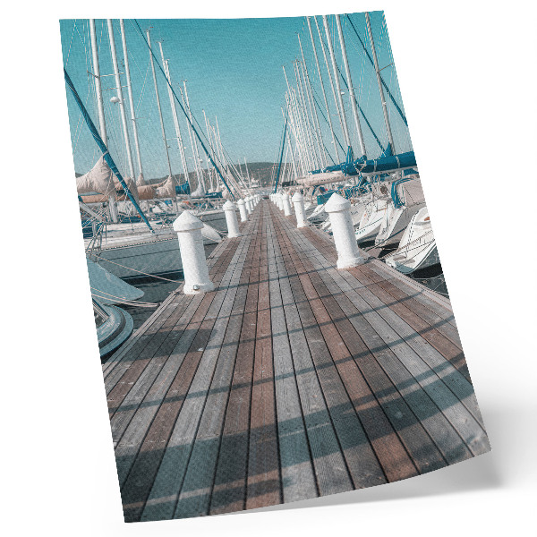 Art print Marina yachts jetty blue sky symmetry