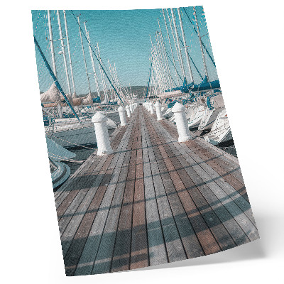 Art print Marina yachts jetty blue sky symmetry