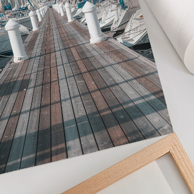 Art print Marina yachts jetty blue sky symmetry