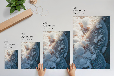 Premium wall art Ice crystals in white and blue tones for a winter atmosphere