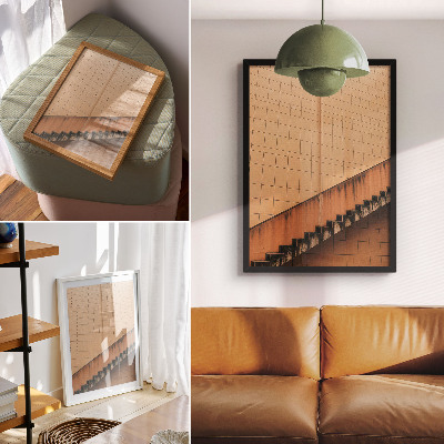 Poster Geometric lines of beige and brown tones full of harmony