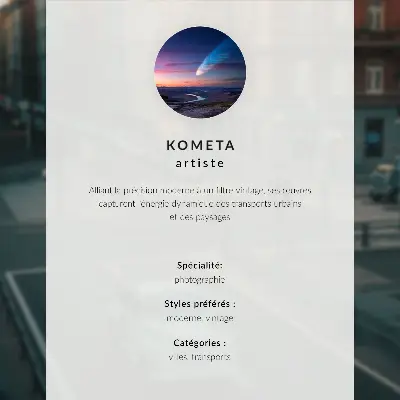 Art print featuring a retro car parked in front of tenement houses at sunset