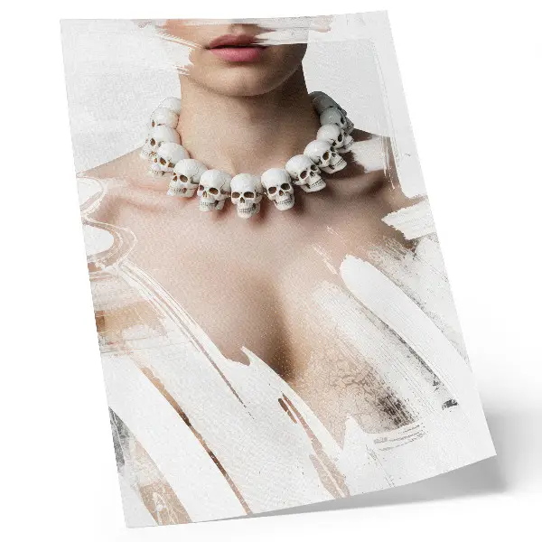 Premium wall art modern skull necklace with artistic contrast