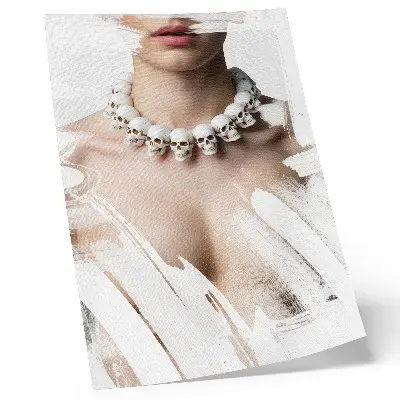 Premium wall art modern skull necklace with artistic contrast