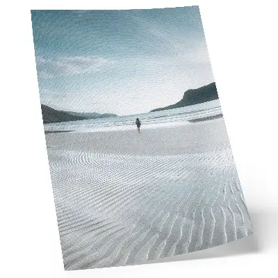 Decorative poster a morning beach scene with waves and fine sand