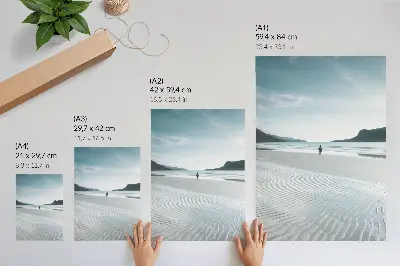 Decorative poster a morning beach scene with waves and fine sand