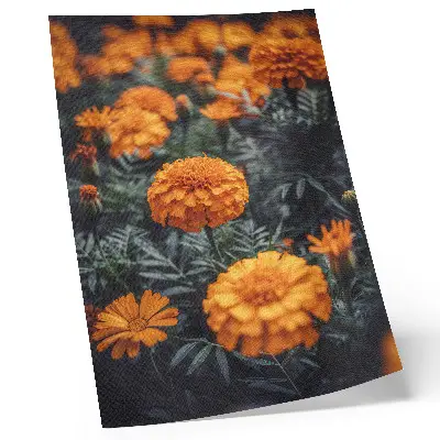 Premium wall art orange flowers with green leaves classic style