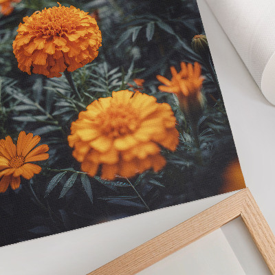 Premium wall art Orange flowers green leaves classic