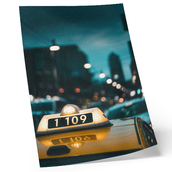 Decorative poster Night city taxi blurred lights dynamic