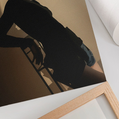 Poster Dark silhouette of a woman, a ray of light, peace