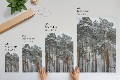 Art print featuring a peaceful winter forest with snowy trees