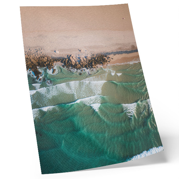 Decorative poster Beach waves sand top view