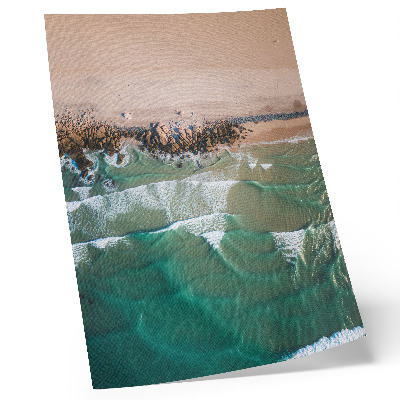 Decorative poster Beach waves sand top view