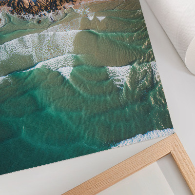 Decorative poster Beach waves sand top view