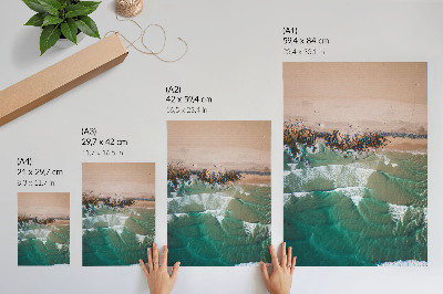 Decorative poster Beach waves sand top view