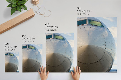 Art print Close-up of an elegant airplane with metallic details