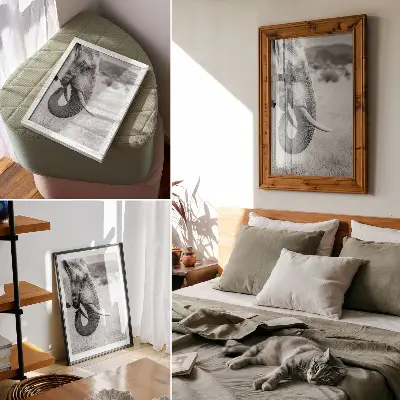 Elephant portrait decorative poster black and white