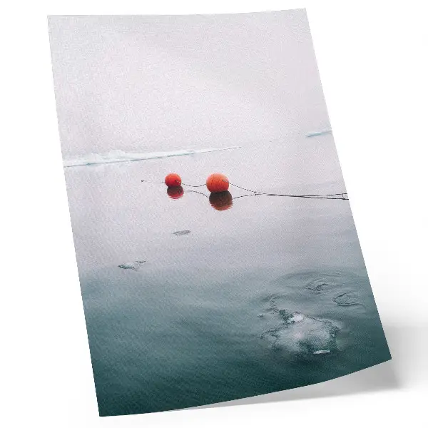 Poster water ice buoys on an orange background