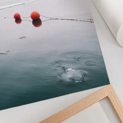 Poster water ice buoys on an orange background