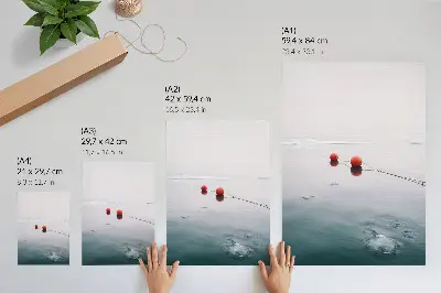 Poster water ice buoys on an orange background