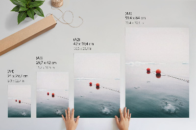Poster Water ice buoys orange cold background