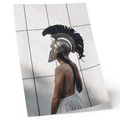 Premium wall art figure in a helmet in a classic realistic style