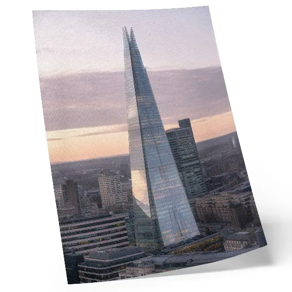 Skyscraper at sunset wall art contrasting with the city