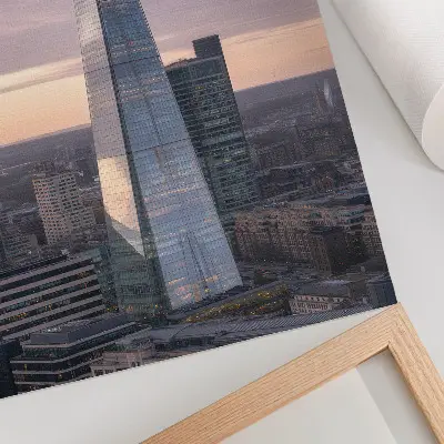 Skyscraper at sunset wall art contrasting with the city