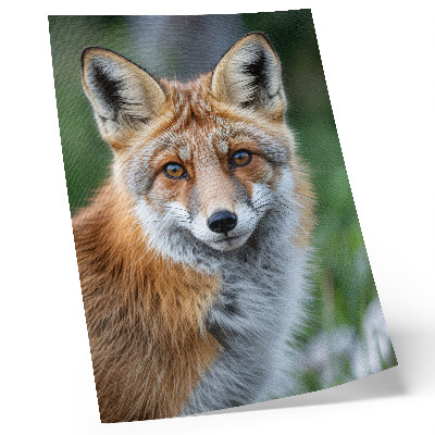 Poster Fox portrait, warm shades, green background