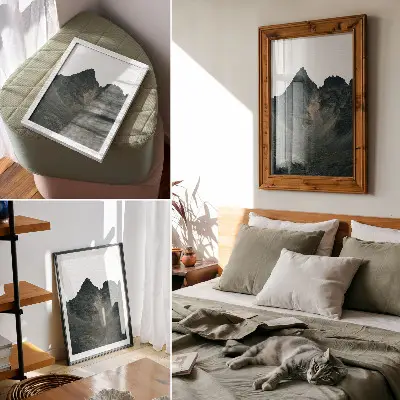 Mountain peaks poster majestic raw nature scenery