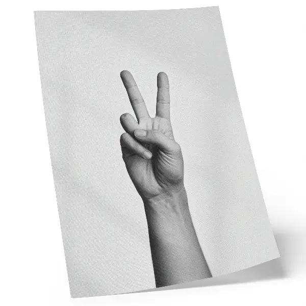 Premium wall art minimalist black and white peace gesture print
