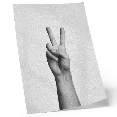 Premium wall art minimalist black and white peace gesture print